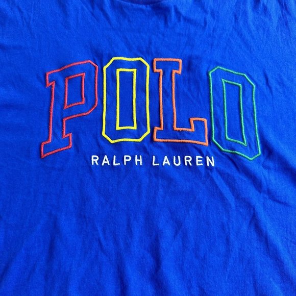 Polo Ralph Lauren The Big Fit Logo Jersey T-Shirt Mens Large Blue Short Sleeve - Picture 3 of 10